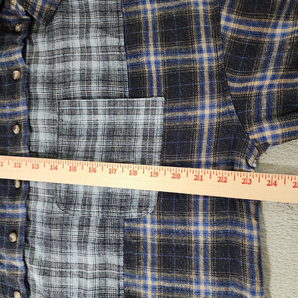 Love Notes‎ Top Plaid Women's Size Large Blue Hi Low Button Down Shirt - Picture 6 of 8